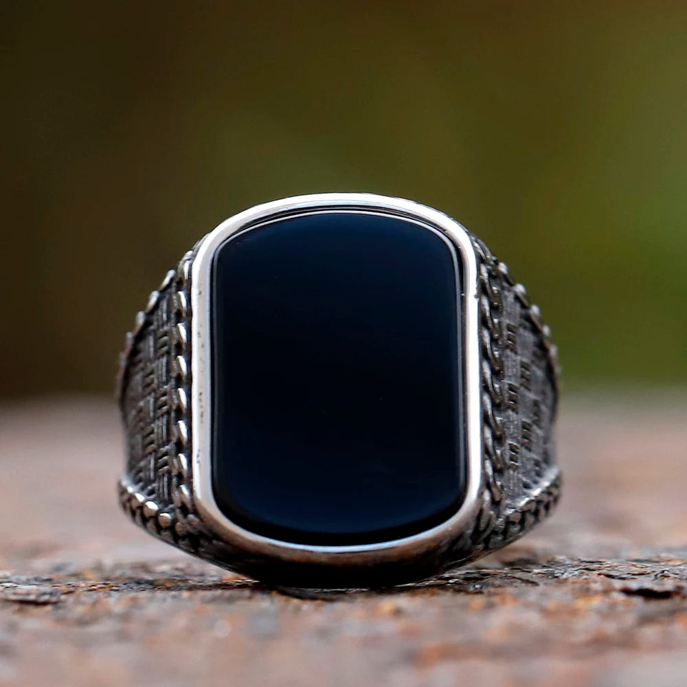 Black Stone Totem Ring