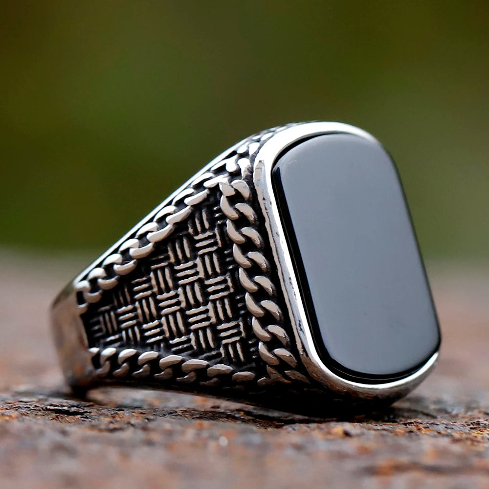 Black Stone Totem Ring