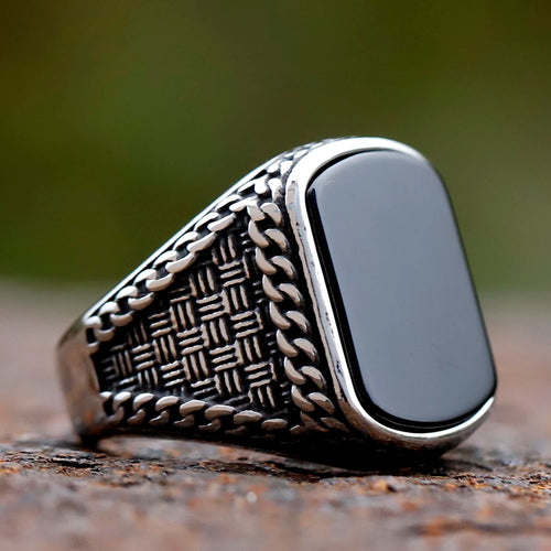 Black Stone Totem Ring