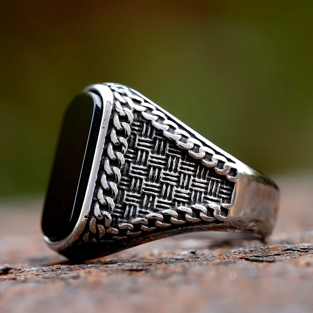 Black Stone Totem Ring