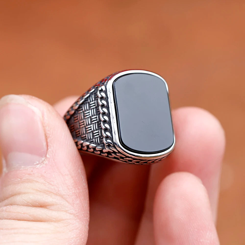 Black Stone Totem Ring
