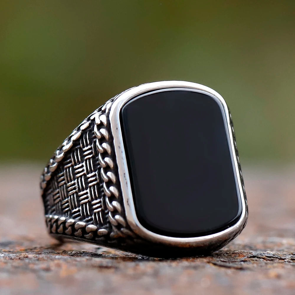 Black Stone Totem Ring